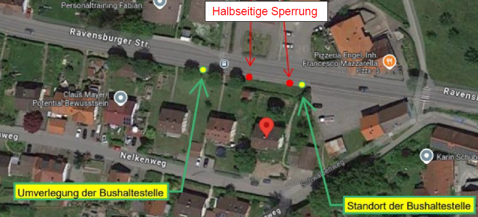 Verlegung der Haltestelle Bodnegg Engel vom 28.10. bis 15.11.2024